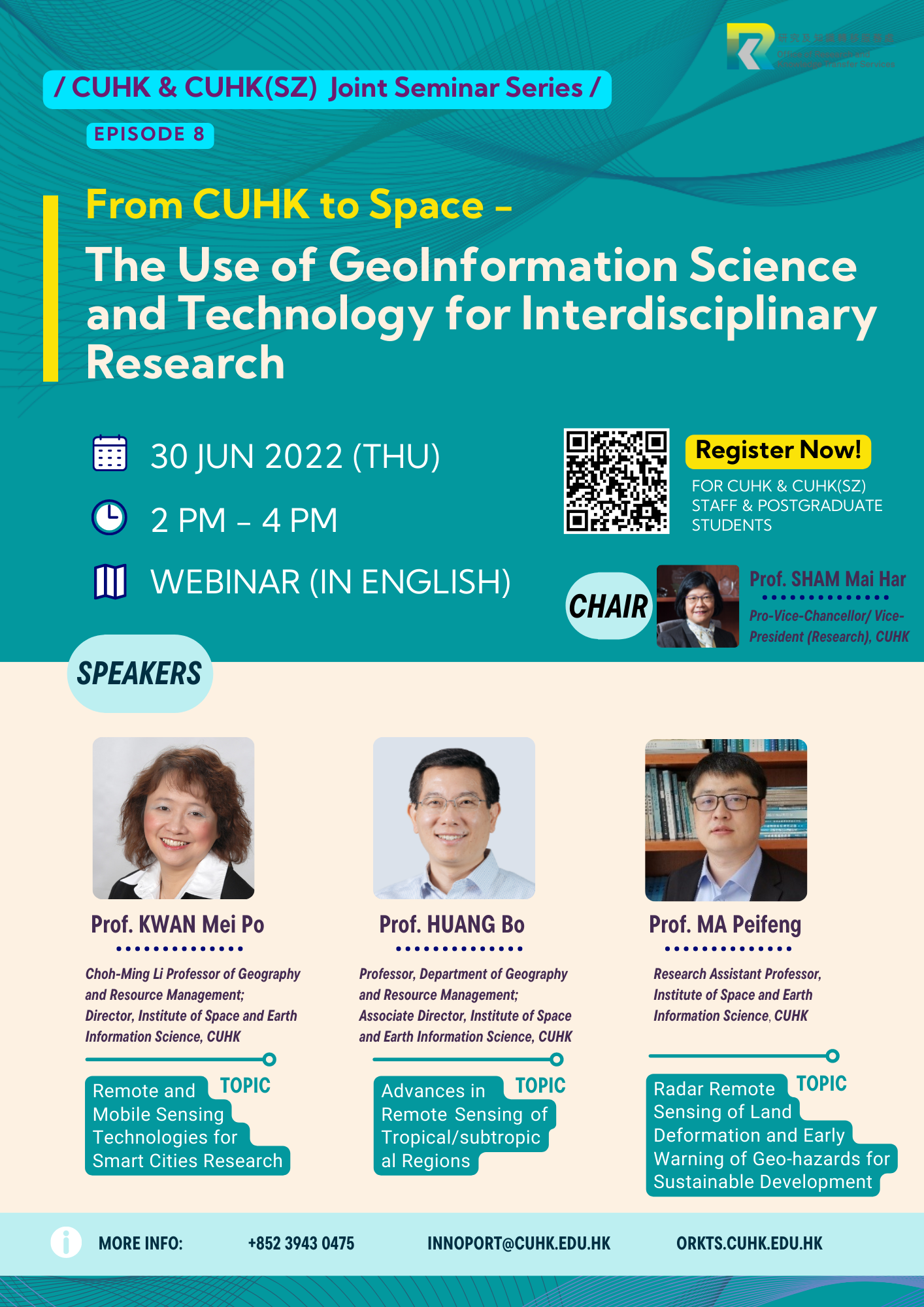 CUHK and CUHK(SZ) Joint Seminar Series: From CUHK to Space – The Use of GeoInformation Science and Technology for Interdisciplinary Research