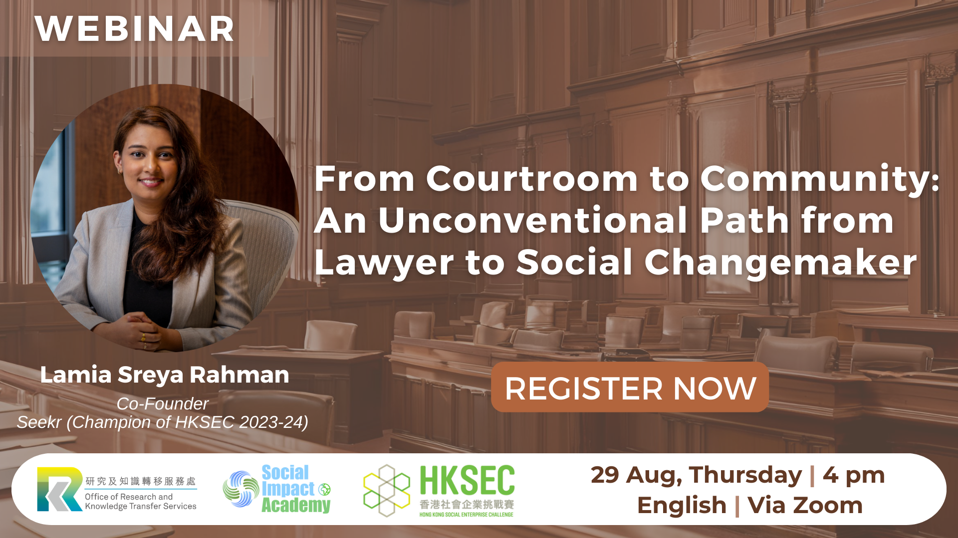 Social Impact Academy Webinar Series | From Courtroom to Community: An Unconventional Path from Lawyer to Social Changemaker
