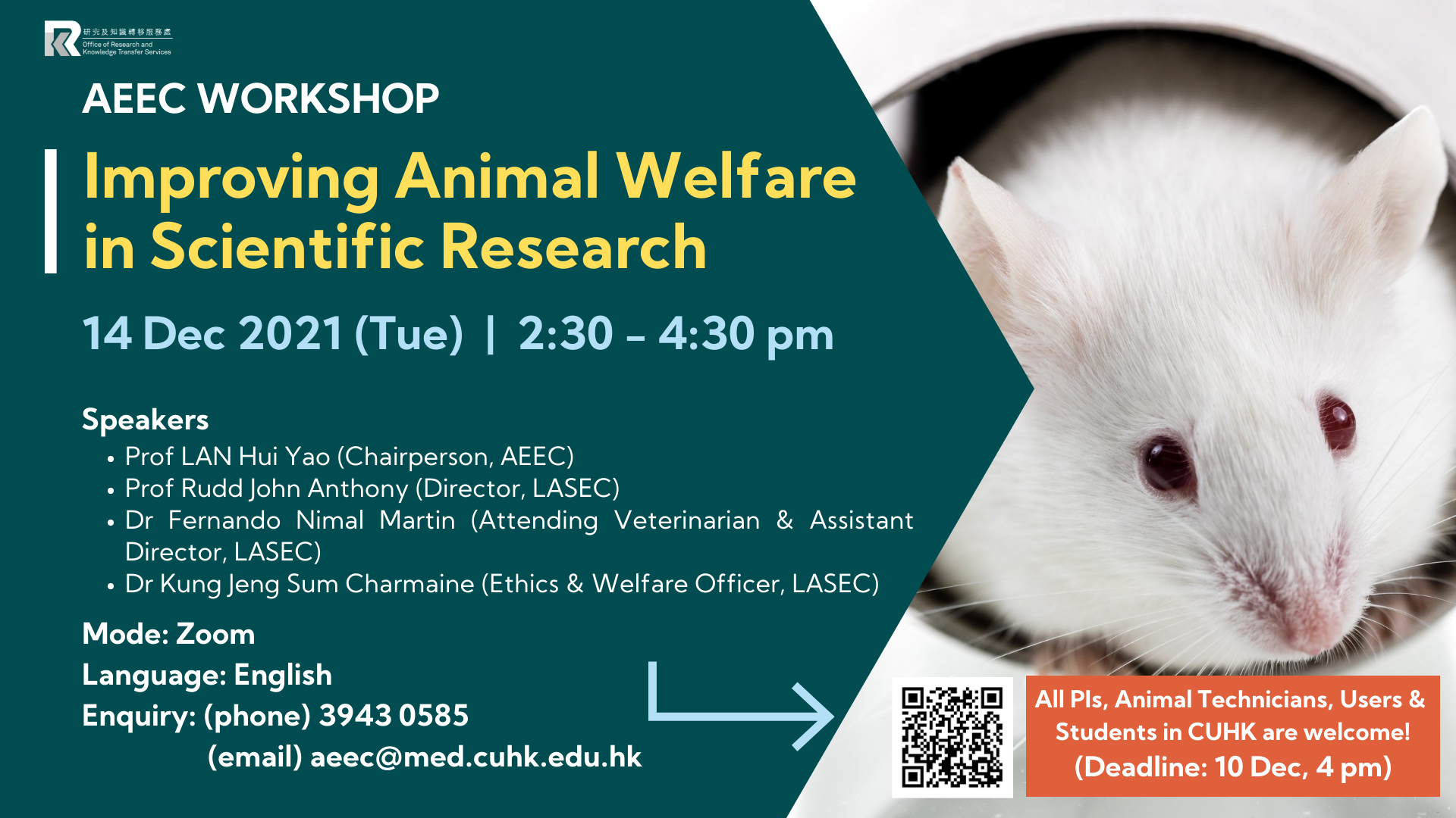 AEEC Workshop: Improving Animal Welfare in Scientific Research