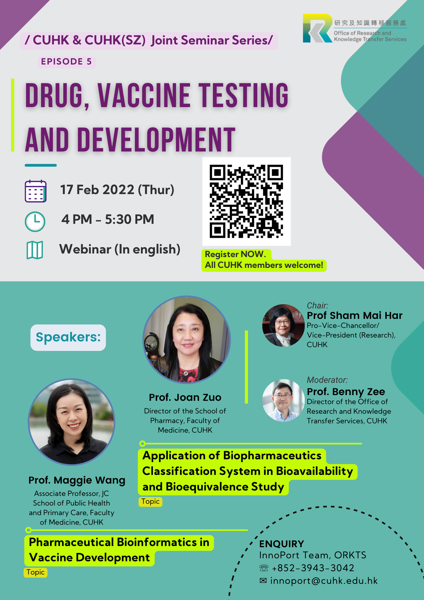 CUHK and CUHK(SZ) Joint Seminar Series: Drug, Vaccine Testing and Development