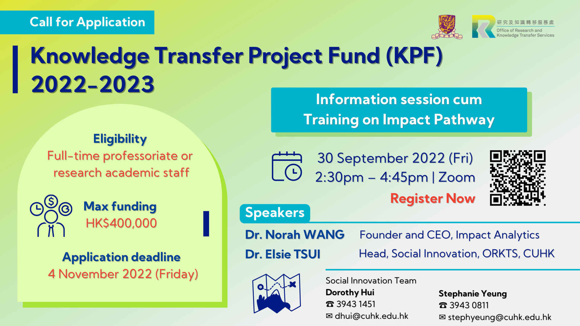 Knowledge Transfer Project Fund (KPF) Information session cum Training on Impact Pathway